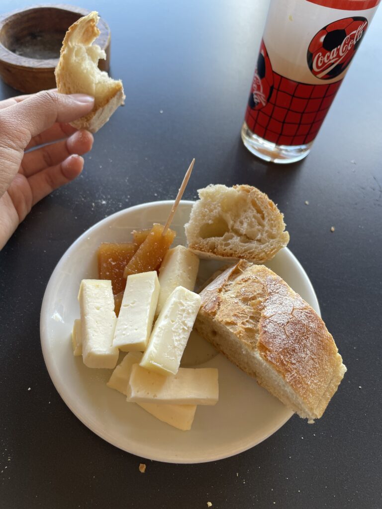 camino portugues food - tetilla cheese with mebrillo